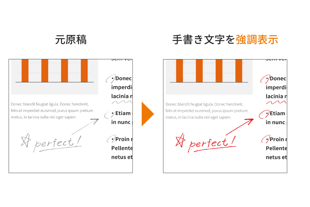 手書き文字を強調表示