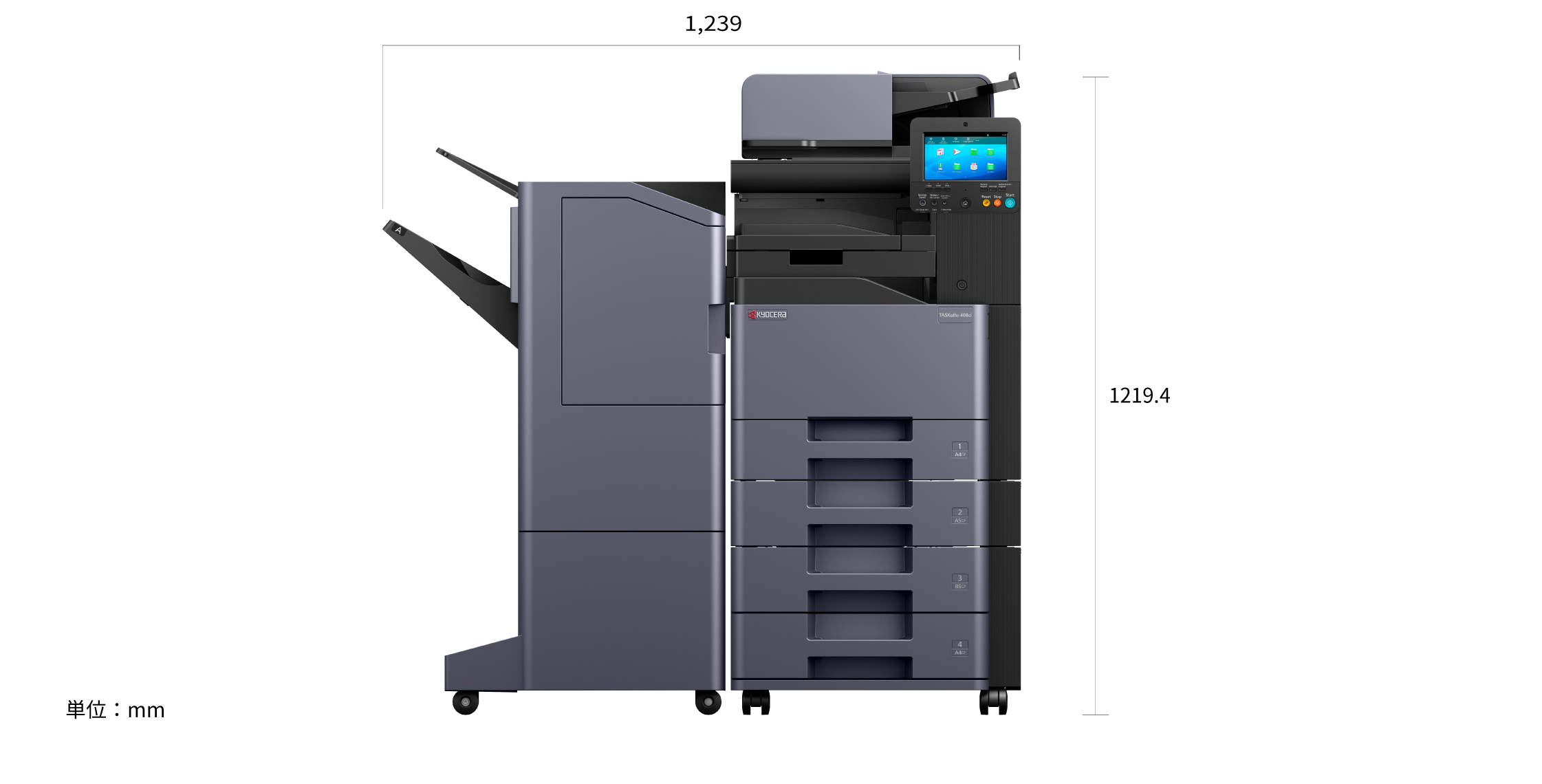 本体+原稿送り装置+3段給紙カセット+3,000枚フィニッシャー （TASKalfa 358ci+DP-5130+PF-5120+PF-5140+DF-5120+AK-5100）　 ※（　）内はTASKalfa 408ci