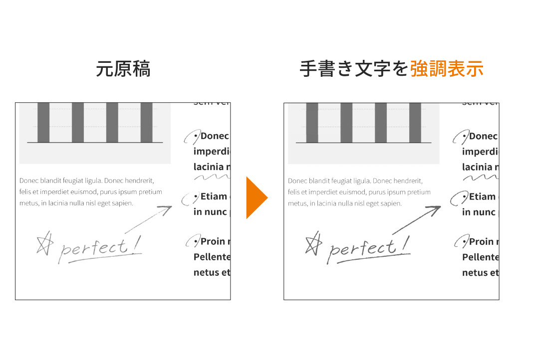 手書き文字を強調表示