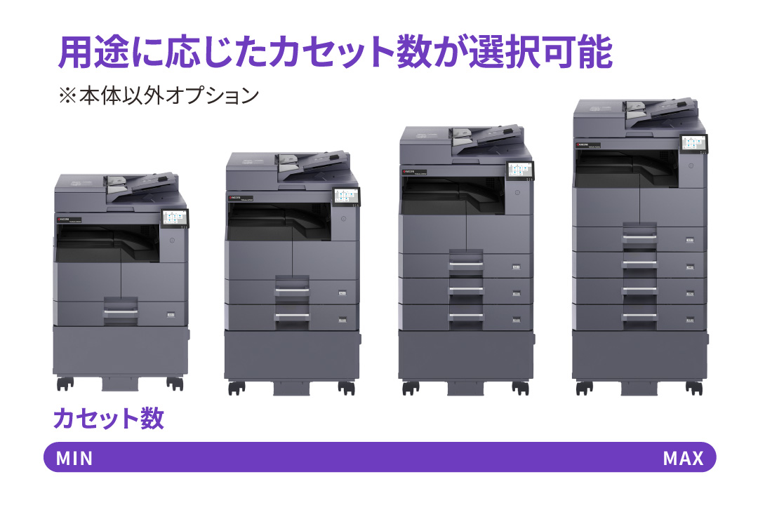 用途に応じたカセット数が選択可能