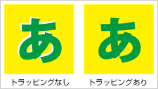 トラッピングによる色ズレ補正で、文字がクリアに イメージ図